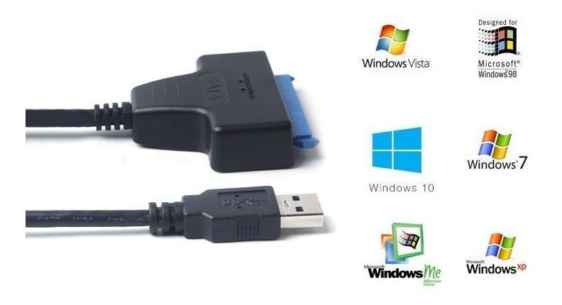  DTech Cable delgado USB a disco duro HDD SSD 3.5 2.5 pulgadas  22 pines SATA a USB 2.0 adaptador con fuente de alimentación Indicadores  LED Convertidor externo para computadora portátil de